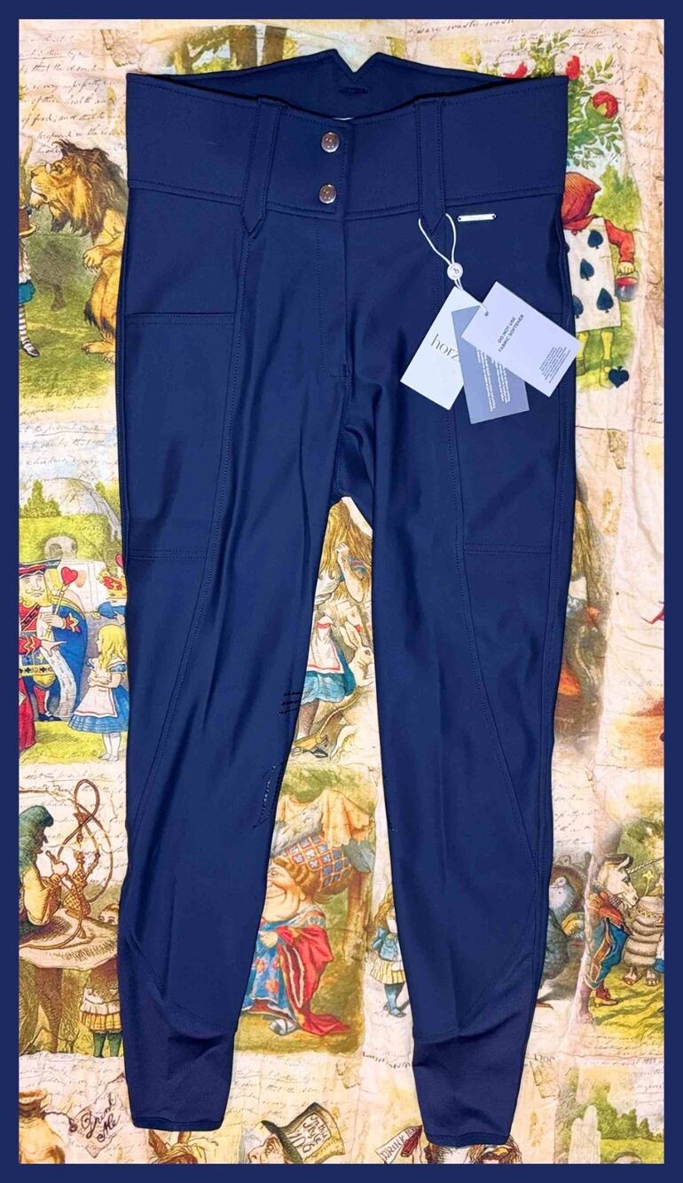 Horze Indira High Waist Knee Patch Riding Tights Breeches US 24 EU 36 NWT Navy